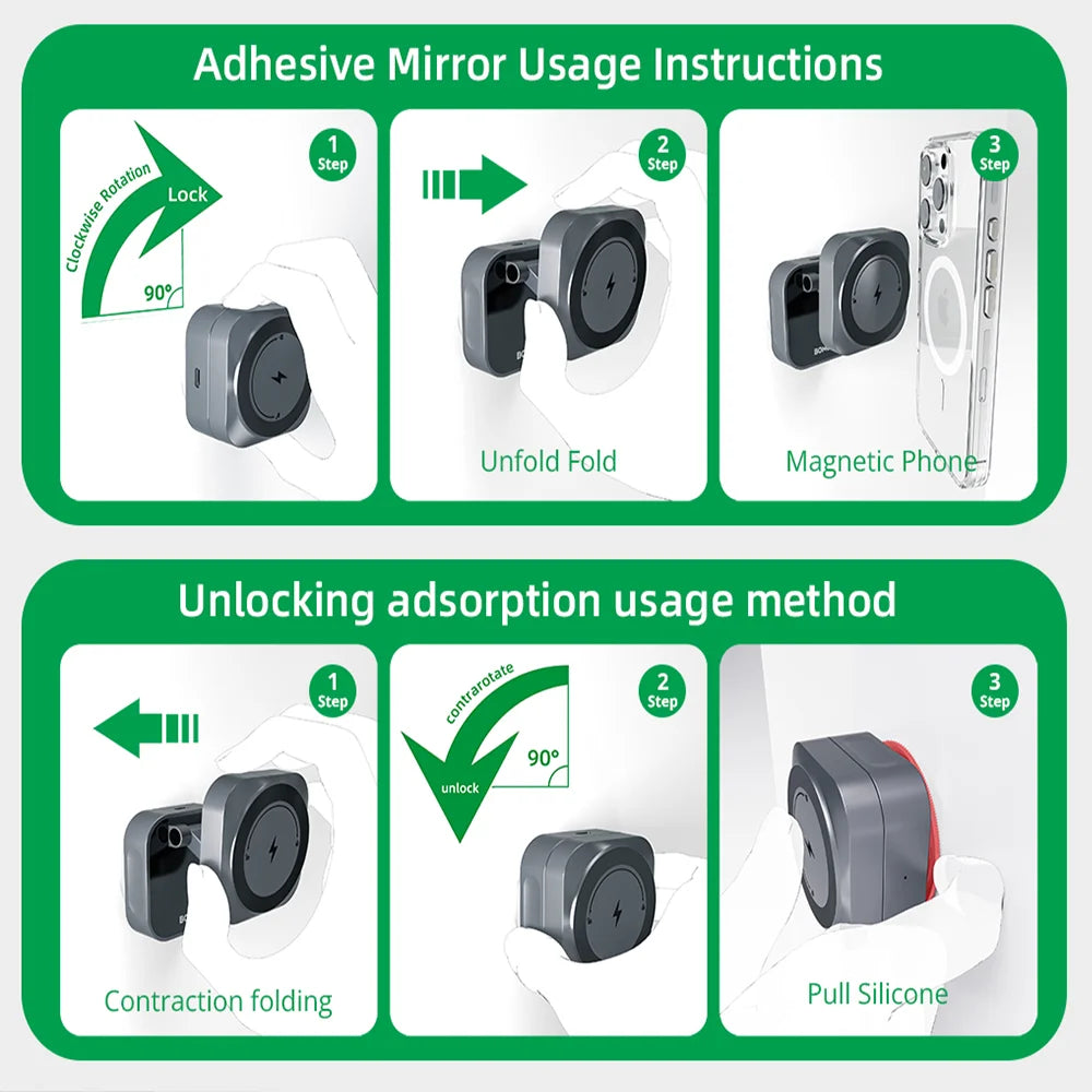Bonola Suction Cup Car Wireless Charger Foldable Suction Stand