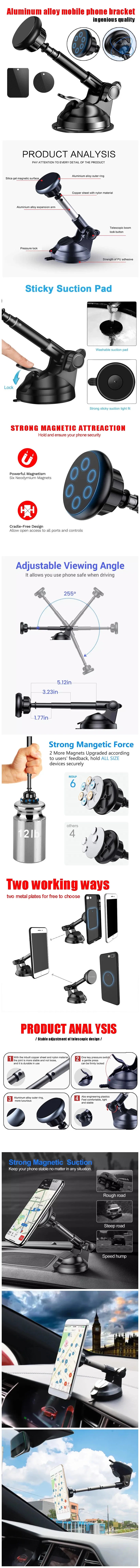 Magnetic Car Mobile Phone Holder Smartphone Auto Stand