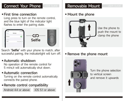 F01 Selfie Stick Portable Tripod Phone Stand