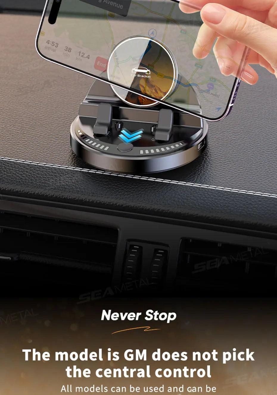 SEAMETAL Car Phone Holder Mount 360° Rotatable Wireless Charger