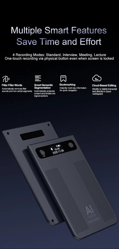 New Ultra-thin T8 Intelligent AI Voice Recorder Transcription