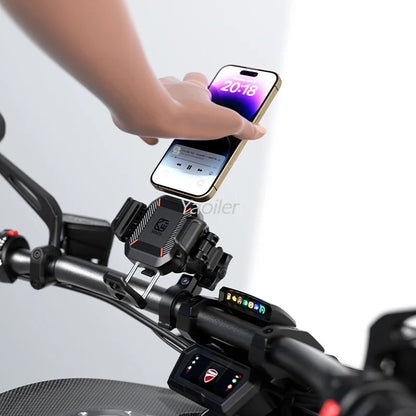 Motorcycle Phone Holder Shockproof 15W Wireless Charger