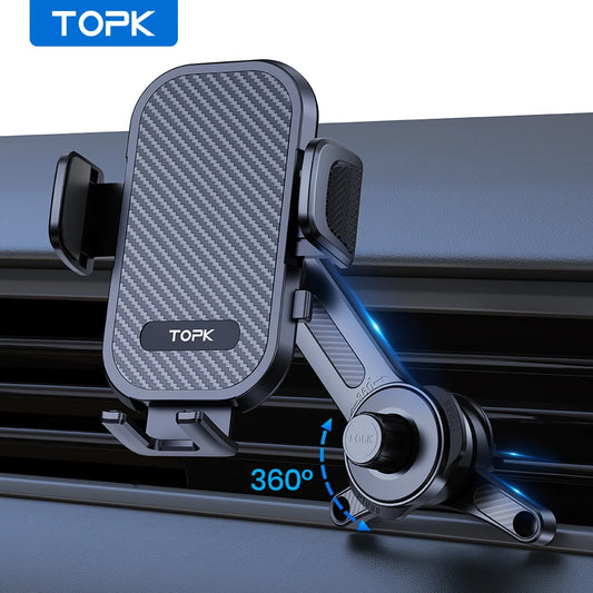 TOPK Car Phone Holder Stand, Extended Arm 3-Point Support