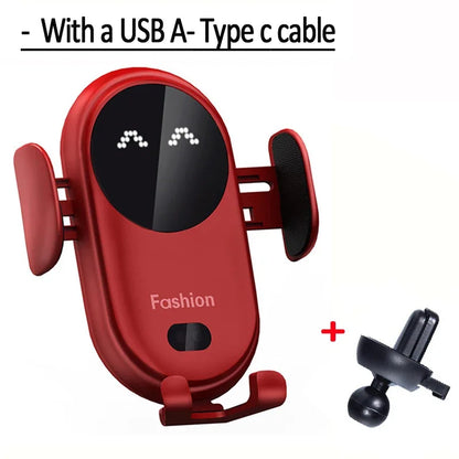 Fashion Qi Fast Wireless Charger Car Phone Holder Smart  Sensor