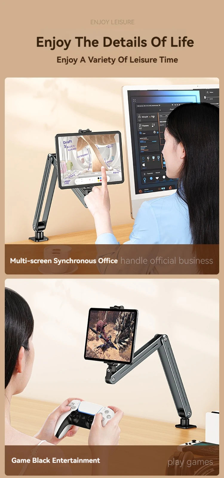 Phone Stand Long Arm Rotatable Tablet Holder