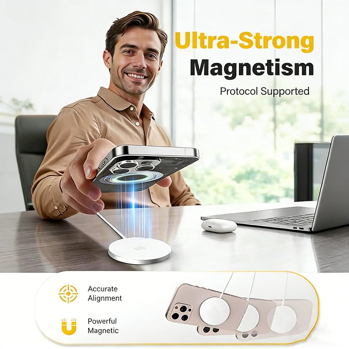 TIMESS QI2 25W Fast Wireless Charger 2-IN-1 Charging