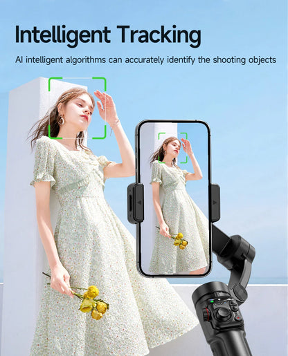 Foldable 3-Axis Phone Gimbal Stabilizer with Telescopic Rod