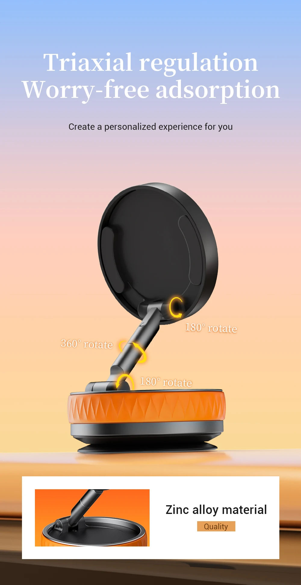 360° Magnetic Vacuum Suction Phone Holder | Dual 180° Adjustable