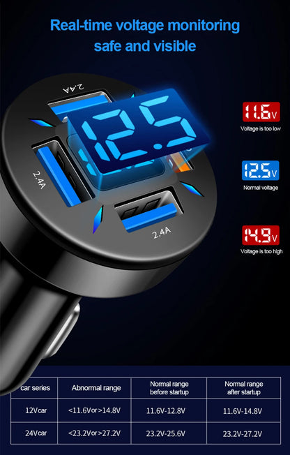 Quick Charge Car Phone Charger PD+QC3.0 4 Ports