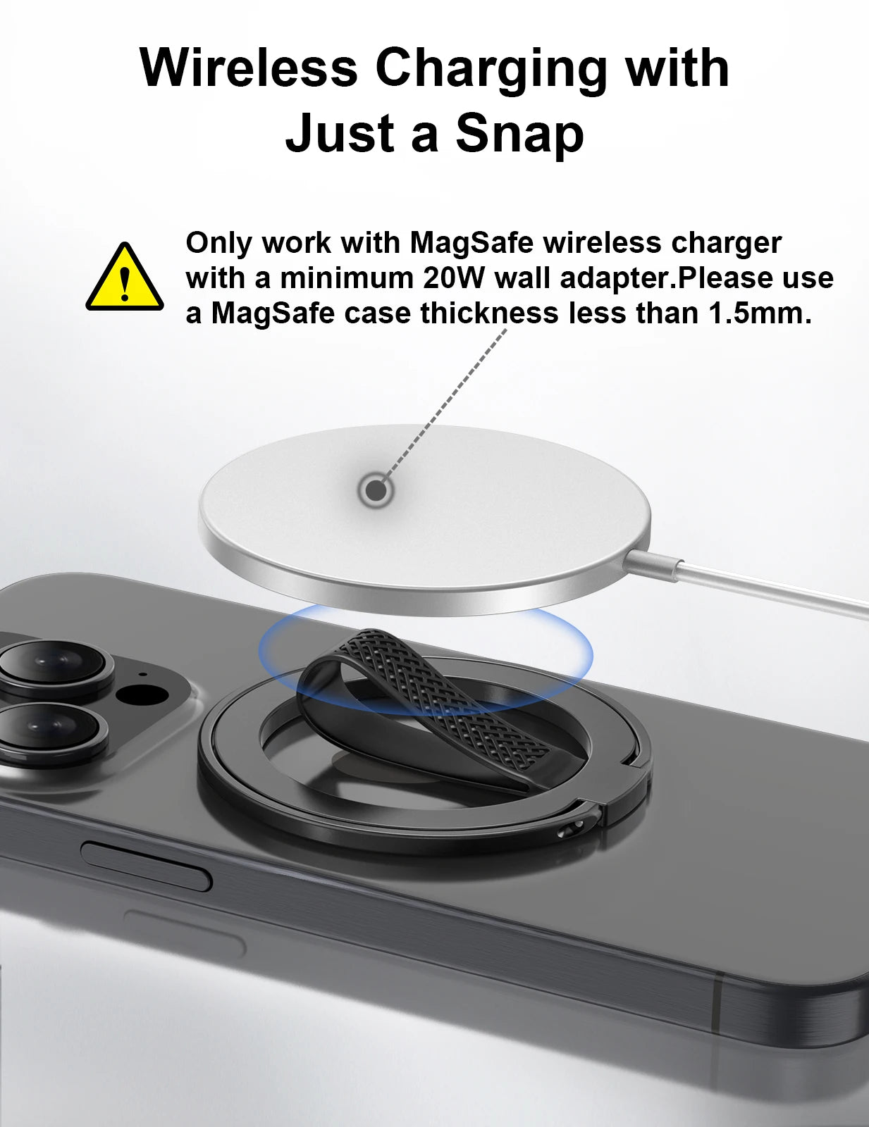 Magnetic Ring Phone Holder with Silicone Cord