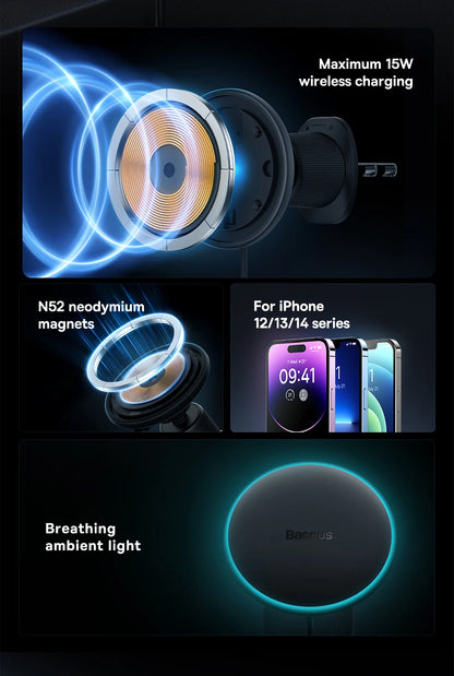 15W Fast Charging Car Charger Holder Magnetic Car Phone Holder