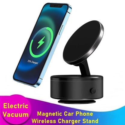 Electric Vacuum Suction Magnetic Car Phone Wireless Charger Holder