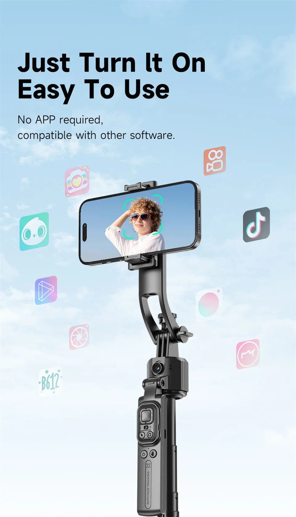 FANGTUOSI 360 Rotation Gimbal Stabilizer ,Selfie Stick Tripod