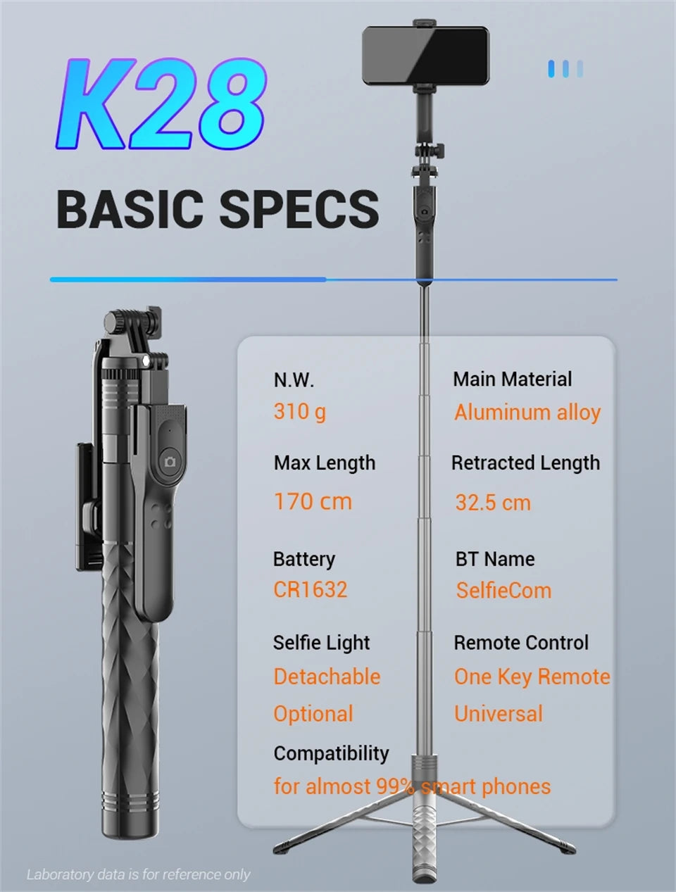 FANGTUOSI 1750mm Wireless Selfie Stick Tripod Stand