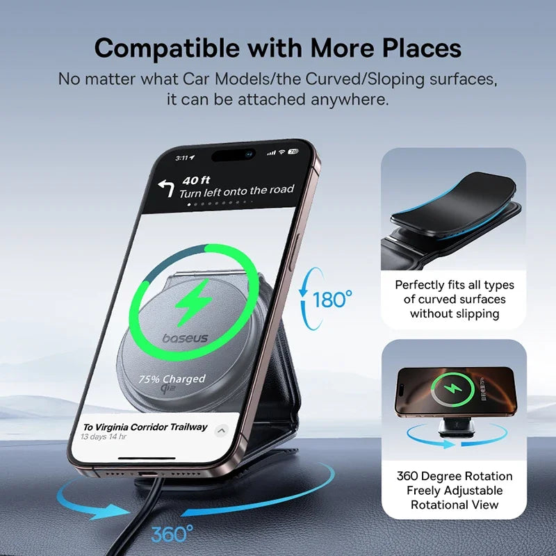 Baseus Car Phone Holder for iPhone 12-16 Wireless Charger