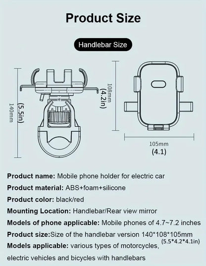New Silicone Bicycle Motorcycle Phone Holder 360° Rotating