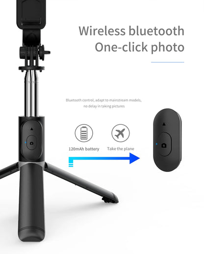 Q02 Foldable Tripod Selfie Stick Wireless Bluetooth