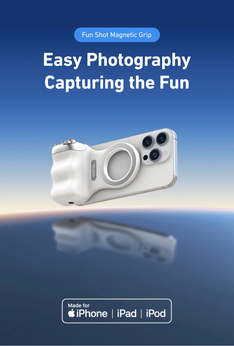 Fun Shot Magnetic Grip, Ergonomic Style Phone Camera Grip