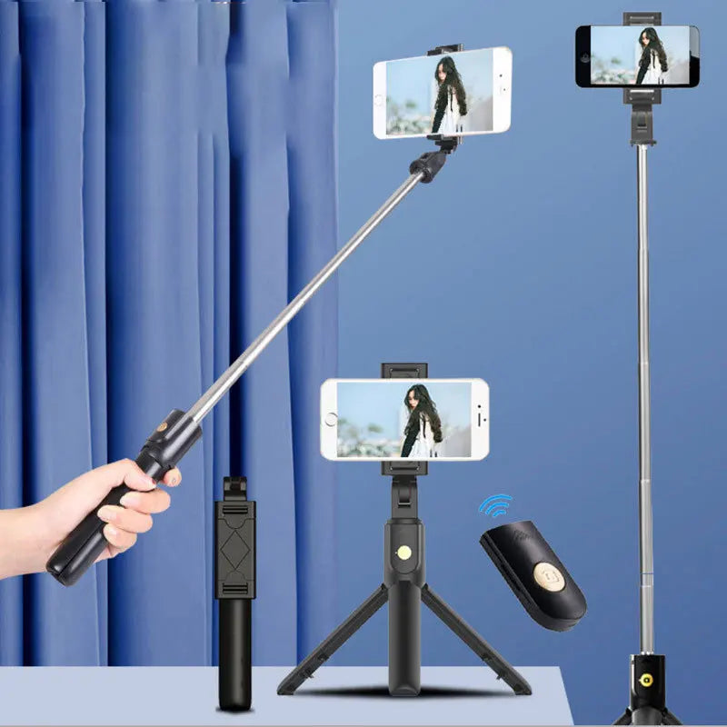 Portable Selfie Stick with Bluetooth Remote Mini Tripod