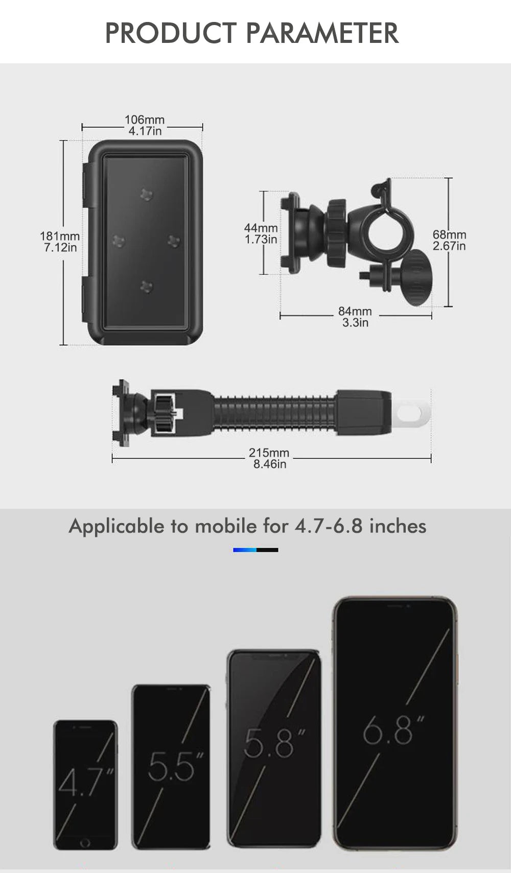 New Motorcycle Phone Holder 360 Degree Rotation Cell Phone Clamp
