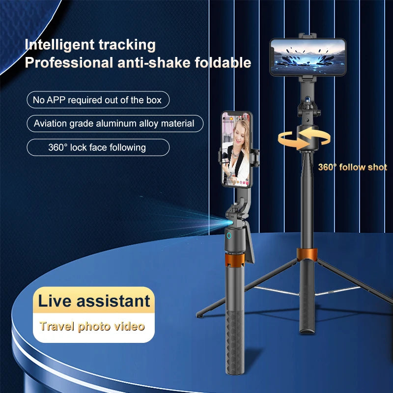 AI Face Tracking Tripod Intelligent Smart Selfie Stick Foldable