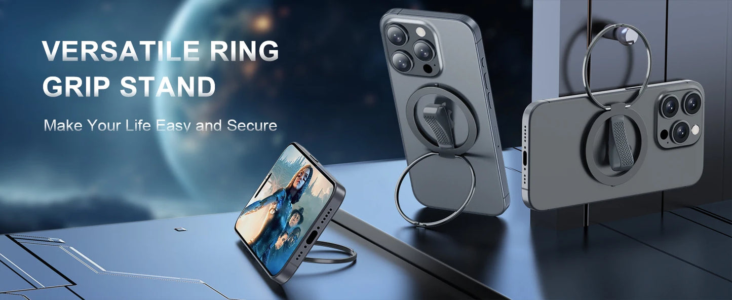 Magnetic Ring Phone Holder with Silicone Cord