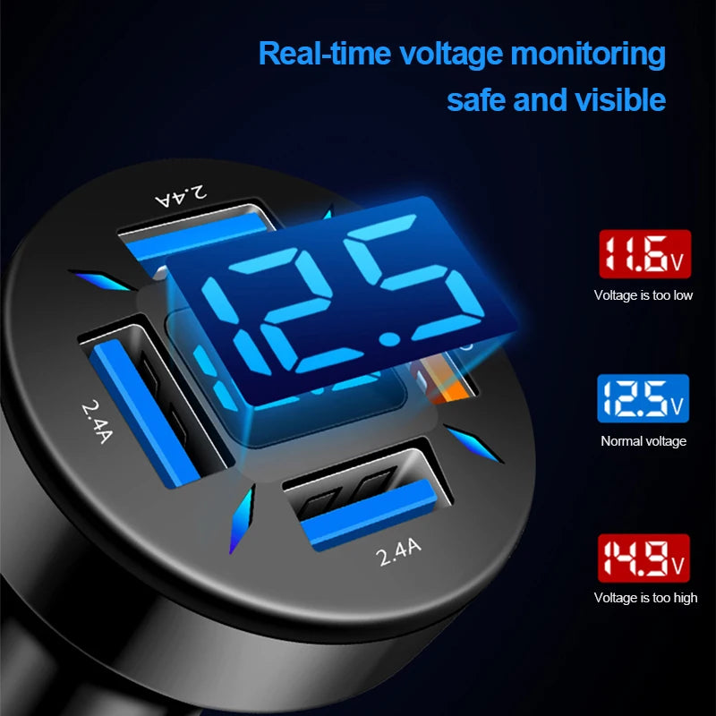 Quick Charge Car Phone Charger PD+QC3.0 4 Ports