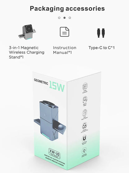New Qi2 3 in 1 Touch Button Rotating Magnetic Wireless Charger