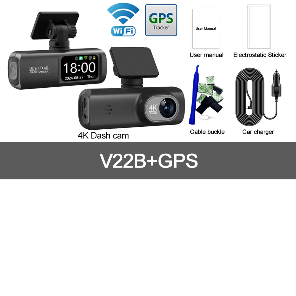 UHD 4K Dash Cam Dual Lens Driving Recorder Car DVR 1080P Rear Lens