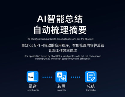 AI Voice Recorder Min Magnetic Powerd ChatGPT-4 App Translator