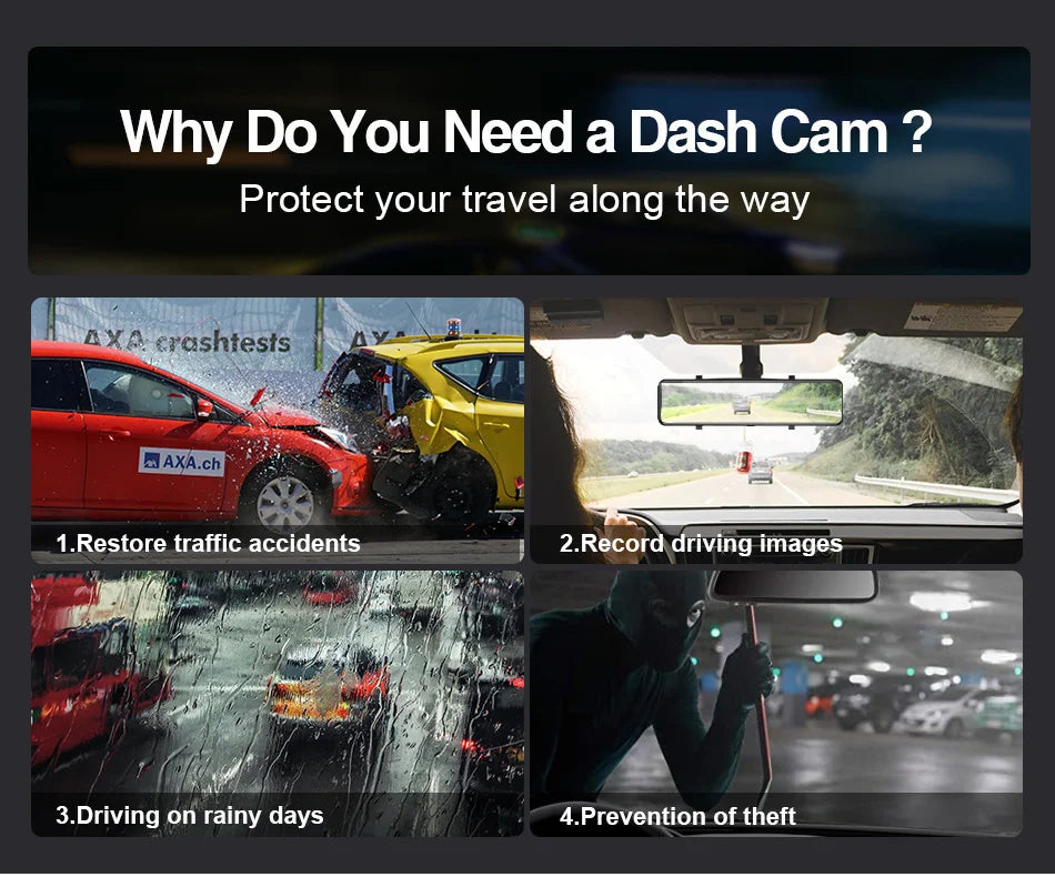 4K Rearview Mirror Driving Recorder HD Night Vision Loop