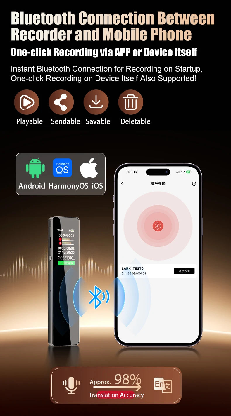 Famue Ai Voice Recorder with Text Transcription Mini Portable