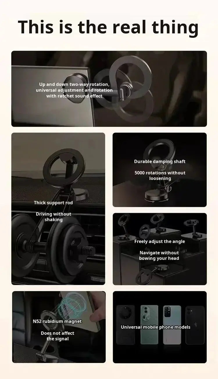 Alloy Folding Magnetic Car Compact Cell Phone Holder