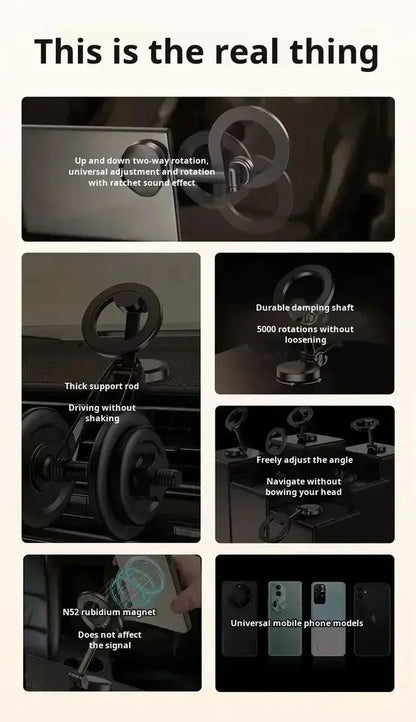 Alloy Folding Magnetic Car Compact Cell Phone Holder