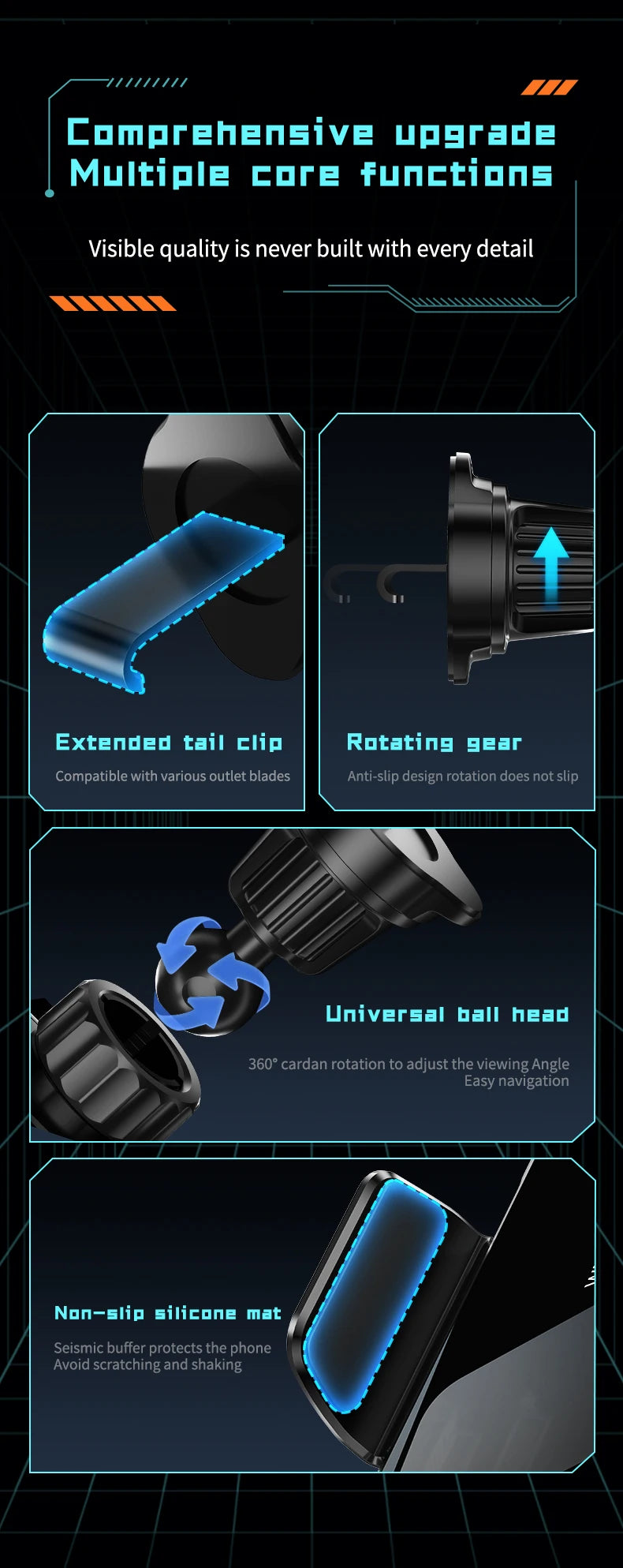 Wireless Car Phone Holder Stand 15W Fast Charge Touch Control