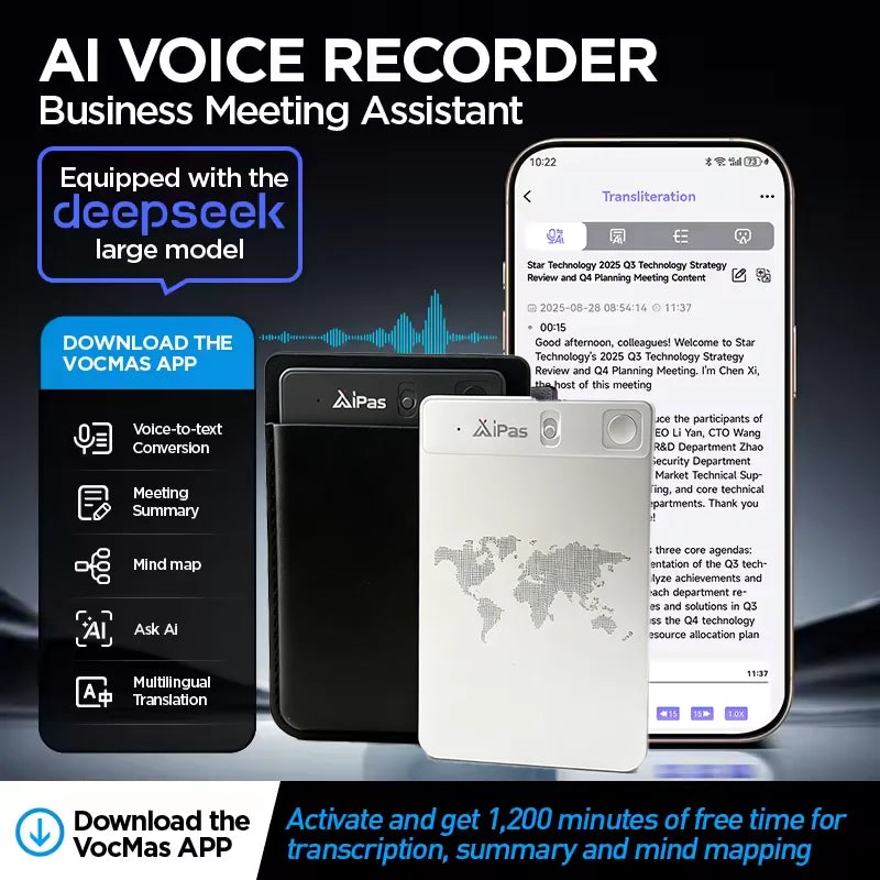 New Long Range Recorder 64GB 6000H Recording Time  AI Translation