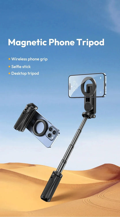 Magnetic Phone Tripod Wireless Phone Grip Selfie Stick