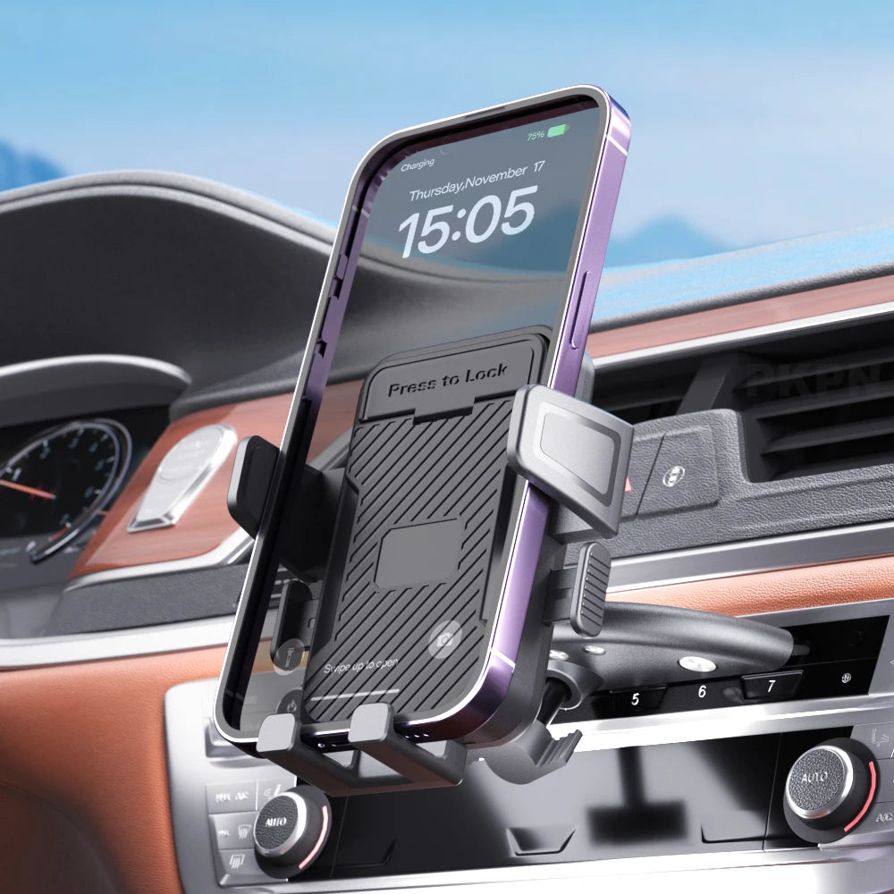 Universal Car Phone Holder CD Slot Mounting Bracket Triangular Clamping Chuck
