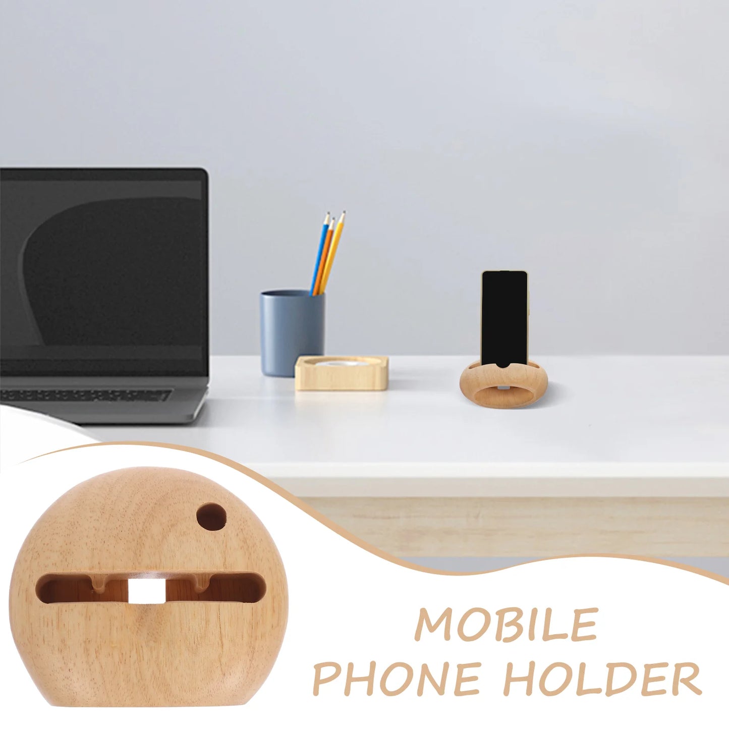 Desk Wooden Mobile Phone Holder Tablet Stand