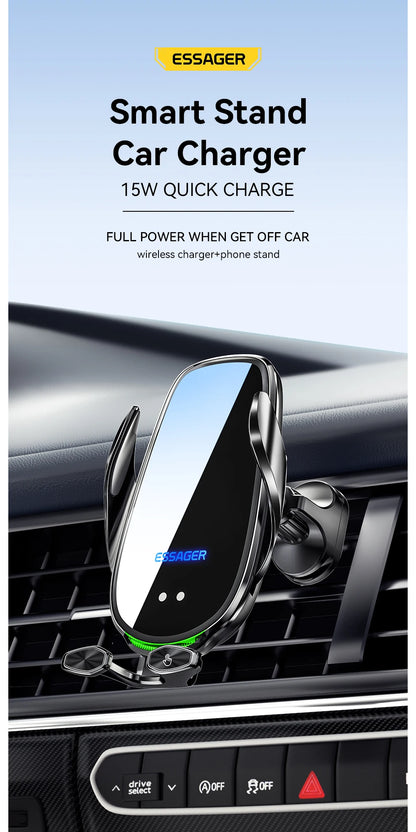 Essager Qi 15W Wireless Charger Car Phone Holder In Car Air Vent