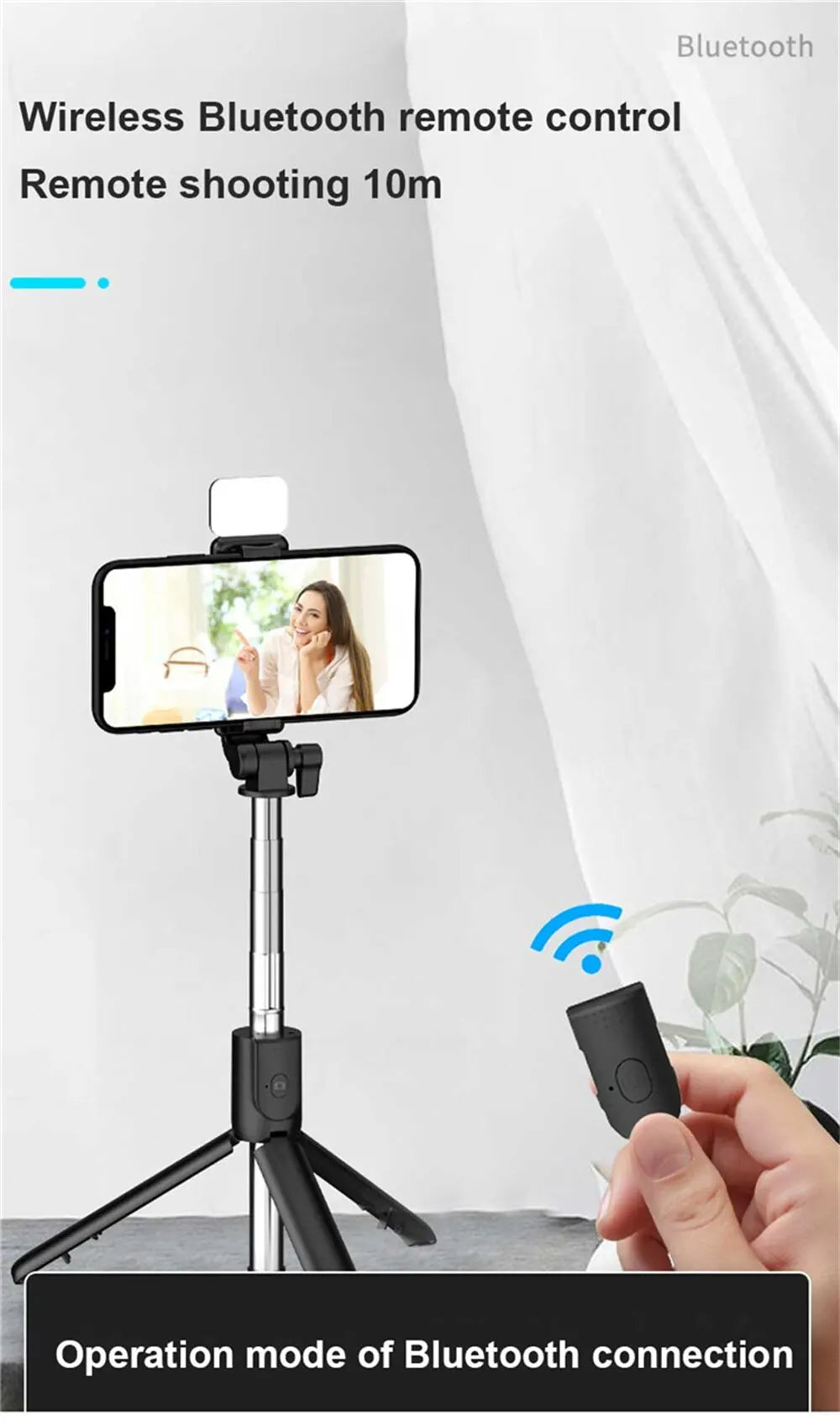 Phone Selfie Stick Tripod Bluetooth Remote Wireless Selfie Stick