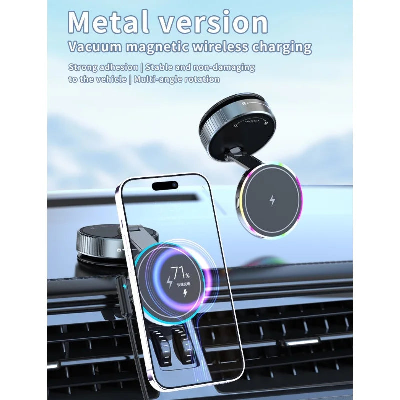 15W Vacuum Suction Magnetic Wireless Charger Phone Holder