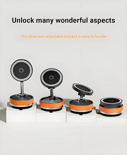 Vacuum Suction Magnetic Car Phone Holder Foldable Mirror