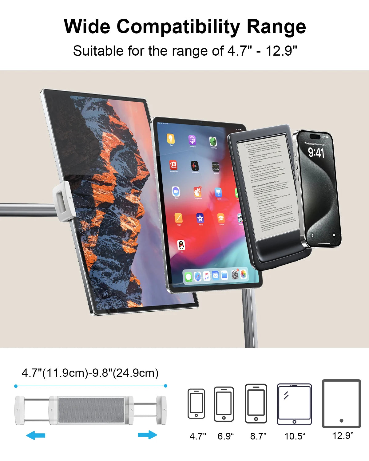 Eary Foldable Tablet Phone Holder Stand for Bed Overhead Mount