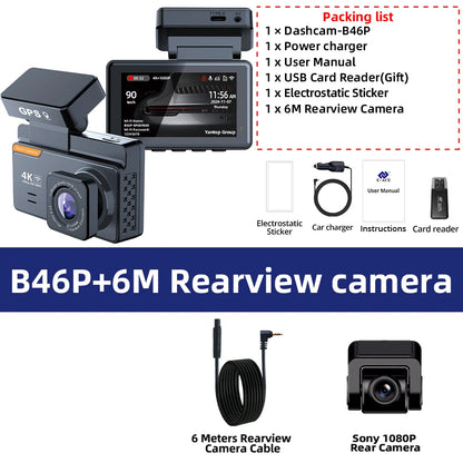 E-ACE Dash Cam 4K 3 Inch Mini Car Dvr Dual Lens