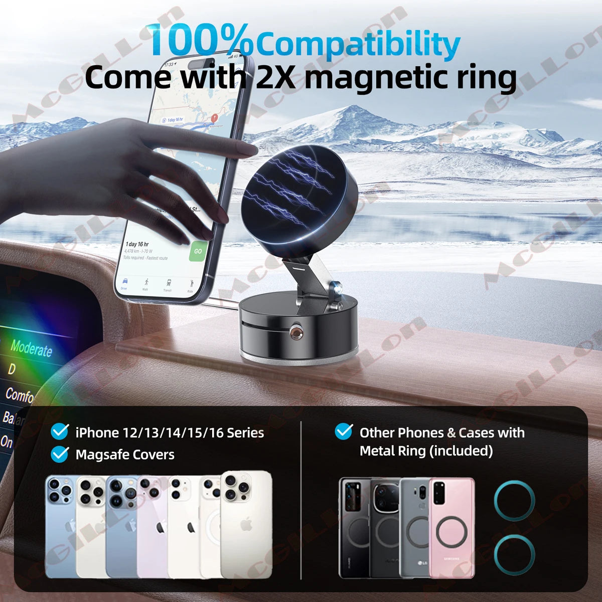 Vacuum Magnetic Suction Cup Folding Swivel Stand Suction Cup