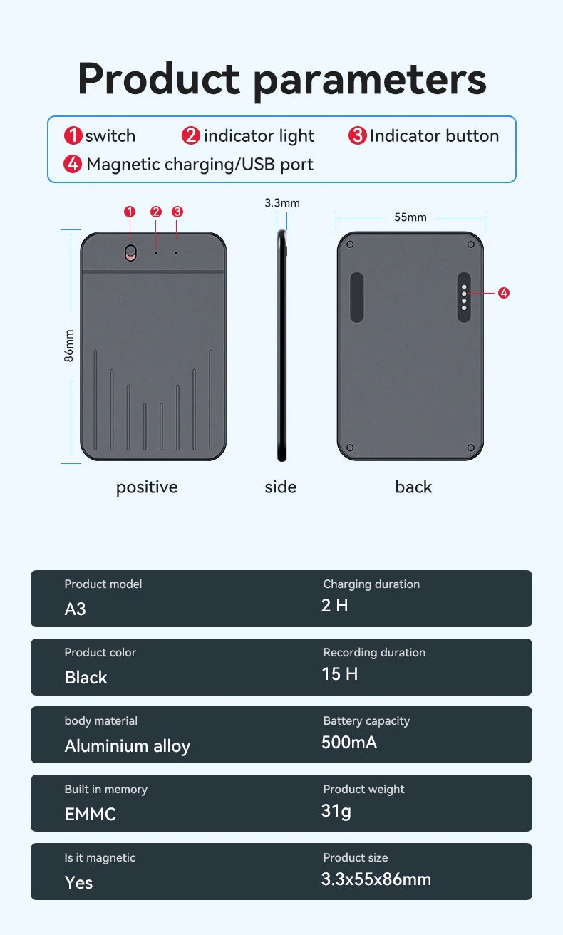8-128GB AI ChatGPT-4 Intelligent Voice Recorder Audio App Device