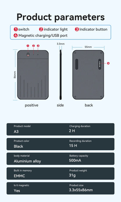 8-128GB AI ChatGPT-4 Intelligent Voice Recorder Audio App Device