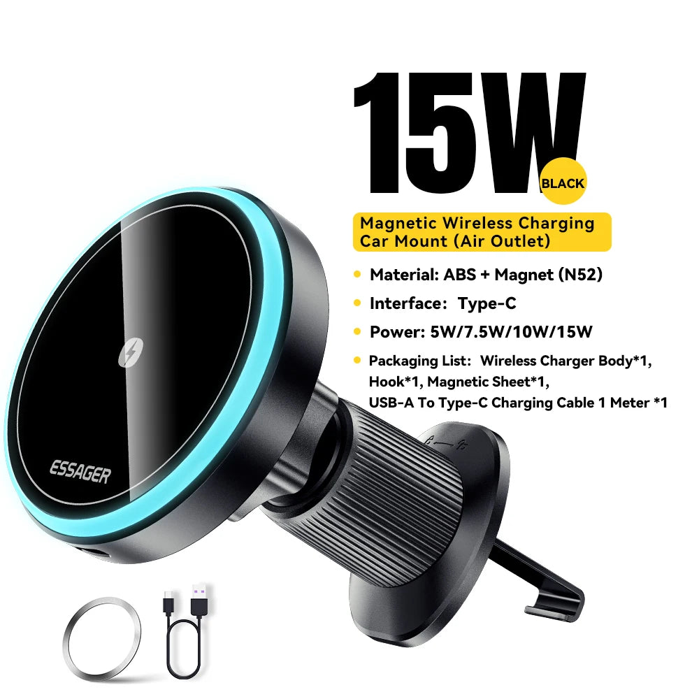 Essager 15W Magnetic Wireless Car Phone Holder Adjustable