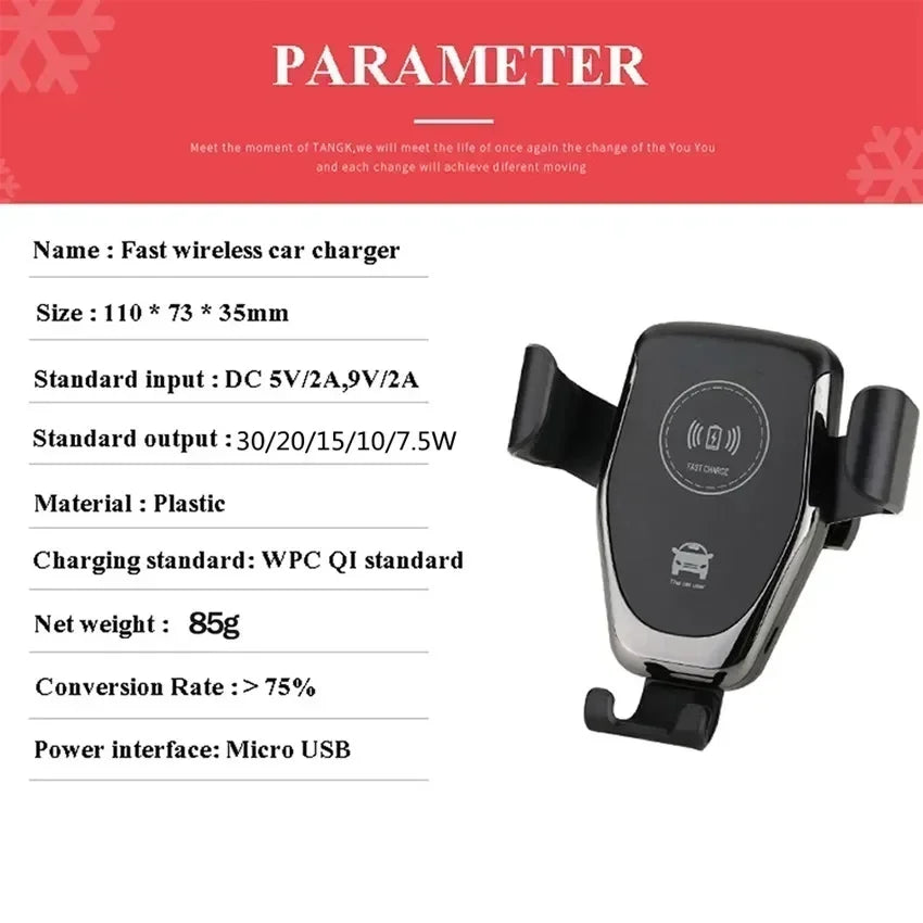 30W Fast Wireless Chargers Car Holder Charger